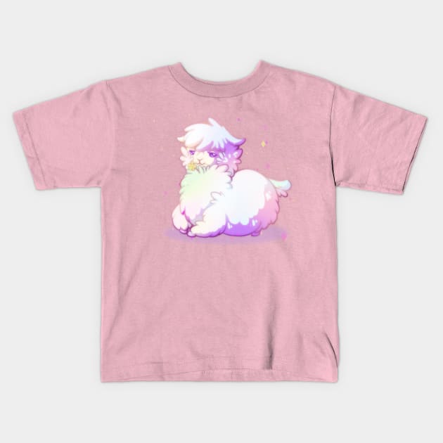 Lovely, fluffy, pastel alpaca Kids T-Shirt by ShinePaw